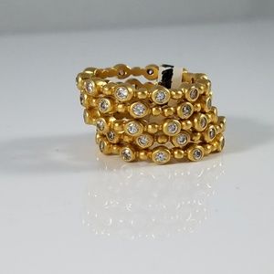 Stacked gold and stone Ring set